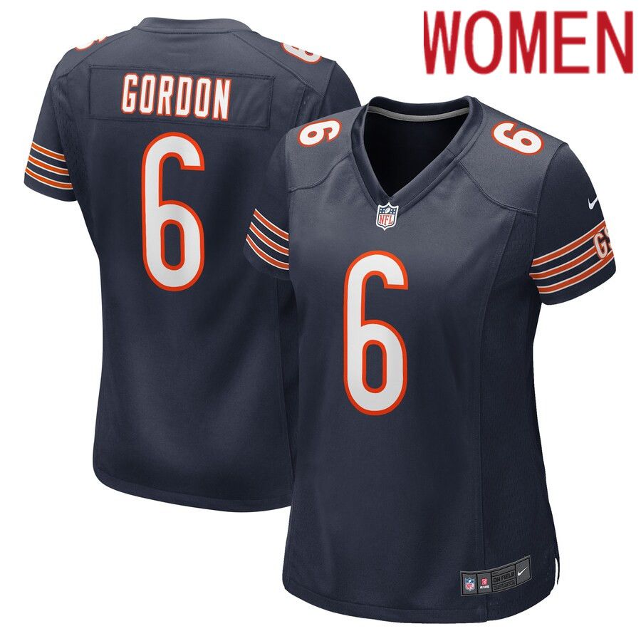 Women Chicago Bears #6 Kyler Gordon Nike Navy Game Player NFL Jersey->women nfl jersey->Women Jersey